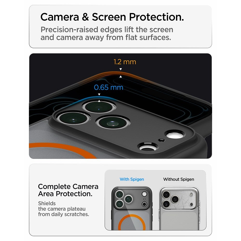 Spigen iPhone 17 Pro Max/iPhone 18 Pro Max Deksel Ultra Hybrid MagFit Frost Black Oransje