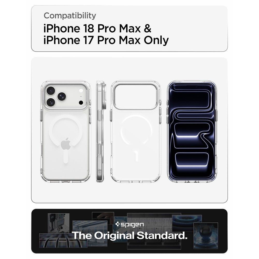 Spigen iPhone 17 Pro Max/iPhone 18 Pro Max Deksel Ultra Hybrid Optik S MagFit Clear Sølv
