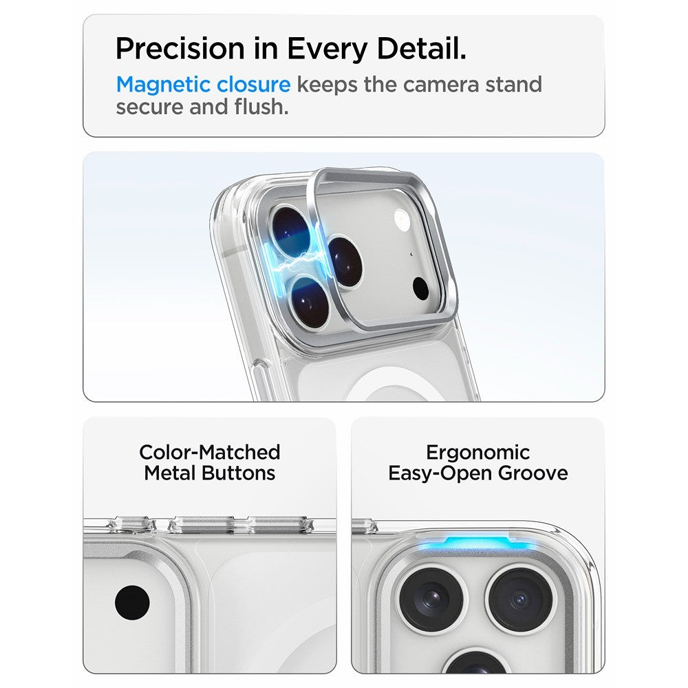 Spigen iPhone 17 Pro Max/iPhone 18 Pro Max Deksel Ultra Hybrid Optik S MagFit Clear Sølv