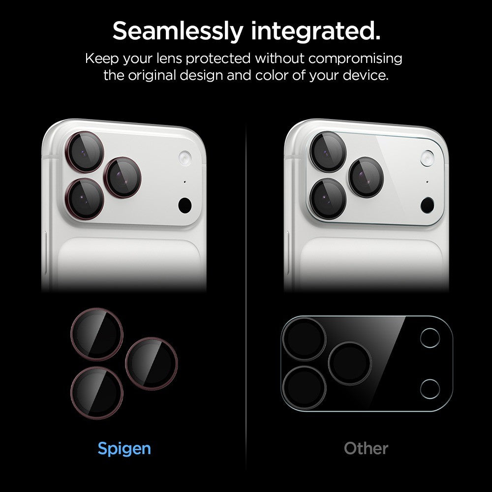 Spigen iPhone 18 Pro/18 Pro Max Linsebeskyttelse Glas.tR EZ Fit Optik Pro 2-pakning Mørk kirsebær