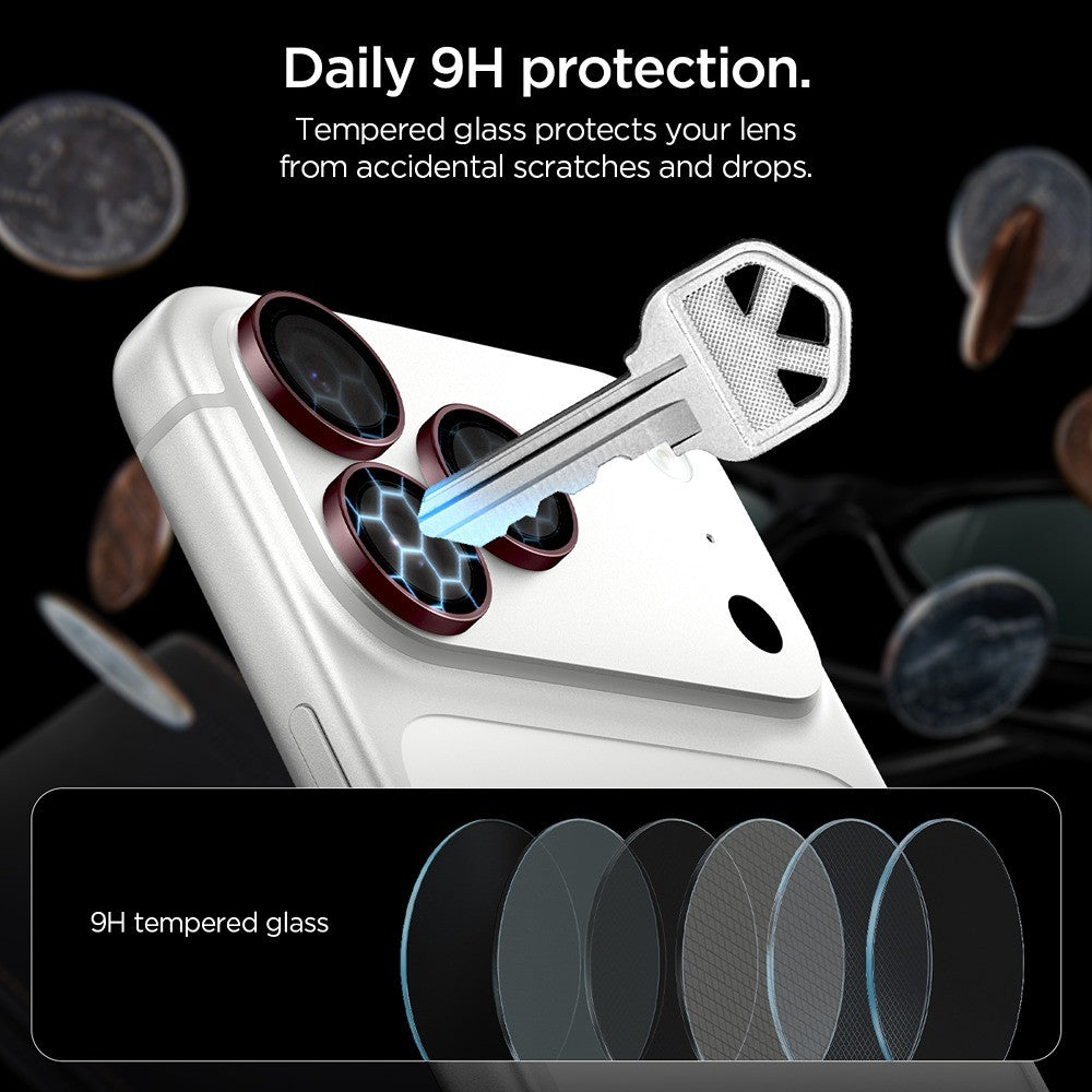 Spigen iPhone 18 Pro/18 Pro Max Linsebeskyttelse Glas.tR EZ Fit Optik Pro 2-pakning Mørk kirsebær