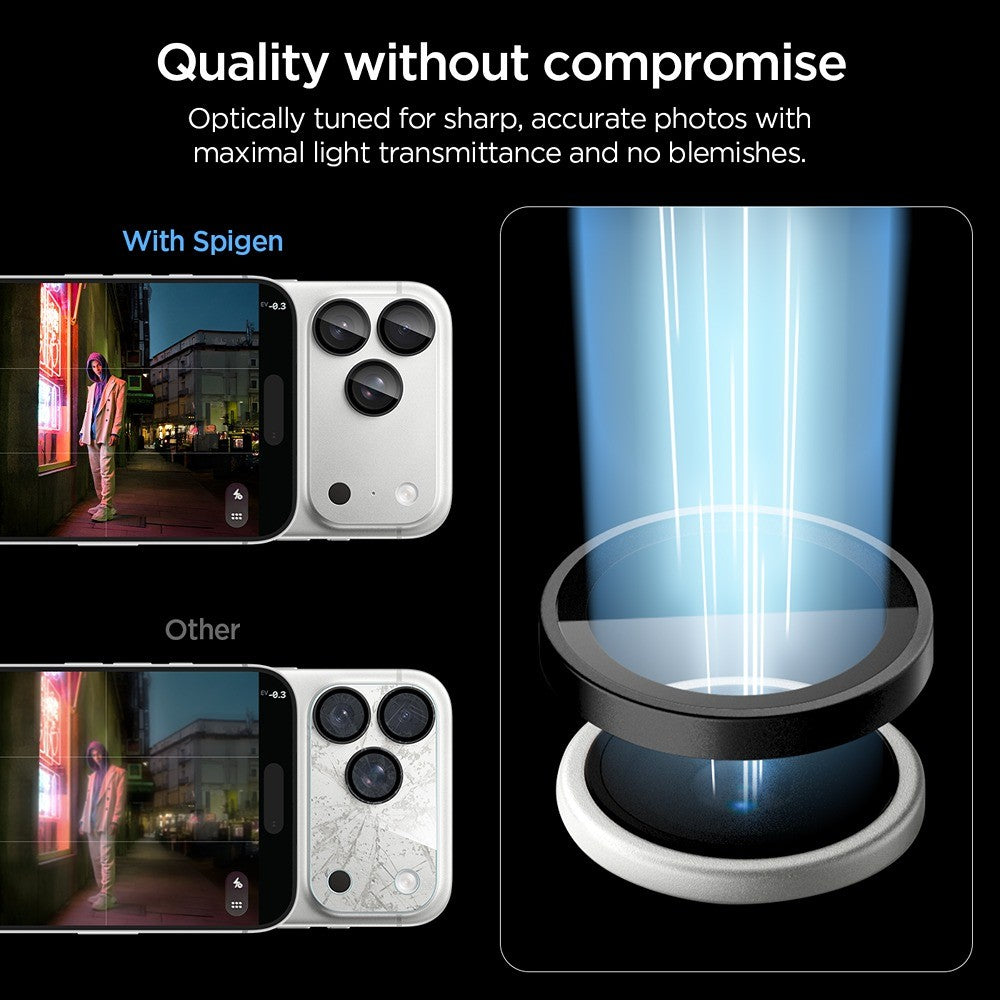 Spigen iPhone 18 Pro/18 Pro Max Linsebeskyttelse Glas.tR EZ Fit Optik Pro 2-pakning Mørkegrå