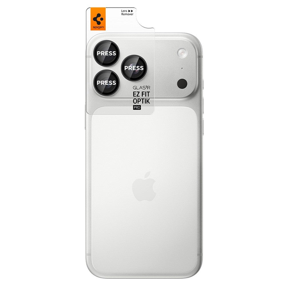 Spigen iPhone 18 Pro/18 Pro Max Linsebeskyttelse Glas.tR EZ Fit Optik Pro 2-pakning Mørkegrå