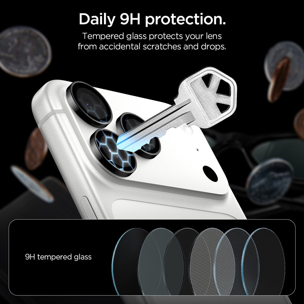 Spigen iPhone 18 Pro/18 Pro Max Linsebeskyttelse Glas.tR EZ Fit Optik Pro 2-pakning Mørkegrå