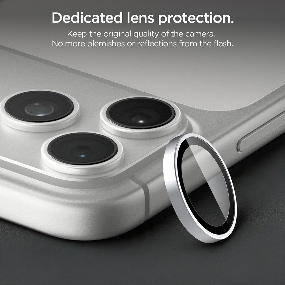 Spigen iPhone 18 Pro/18 Pro Max Linsebeskyttelse Glas.tR EZ Fit Optik Pro 2-pakning Sølv