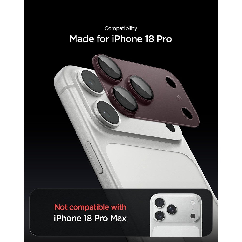 Spigen iPhone 18 Pro Linsebeskyttelse Glas.tR EZ Fit Optik Pro XL mørk kirsebær