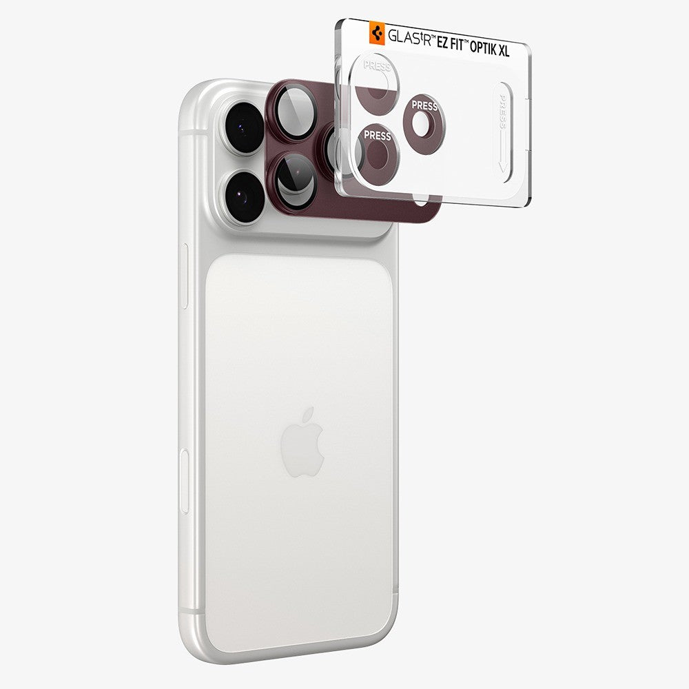 Spigen iPhone 18 Pro Linsebeskyttelse Glas.tR EZ Fit Optik Pro XL mørk kirsebær