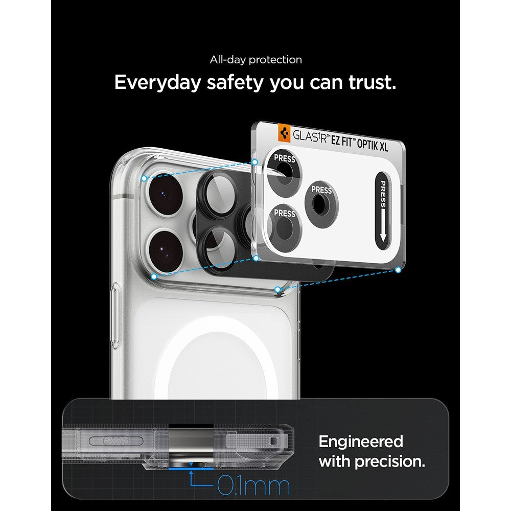 Spigen iPhone 18 Pro Linsebeskyttelse Glas.tR EZ Fit Optik Pro XL mørkegrå