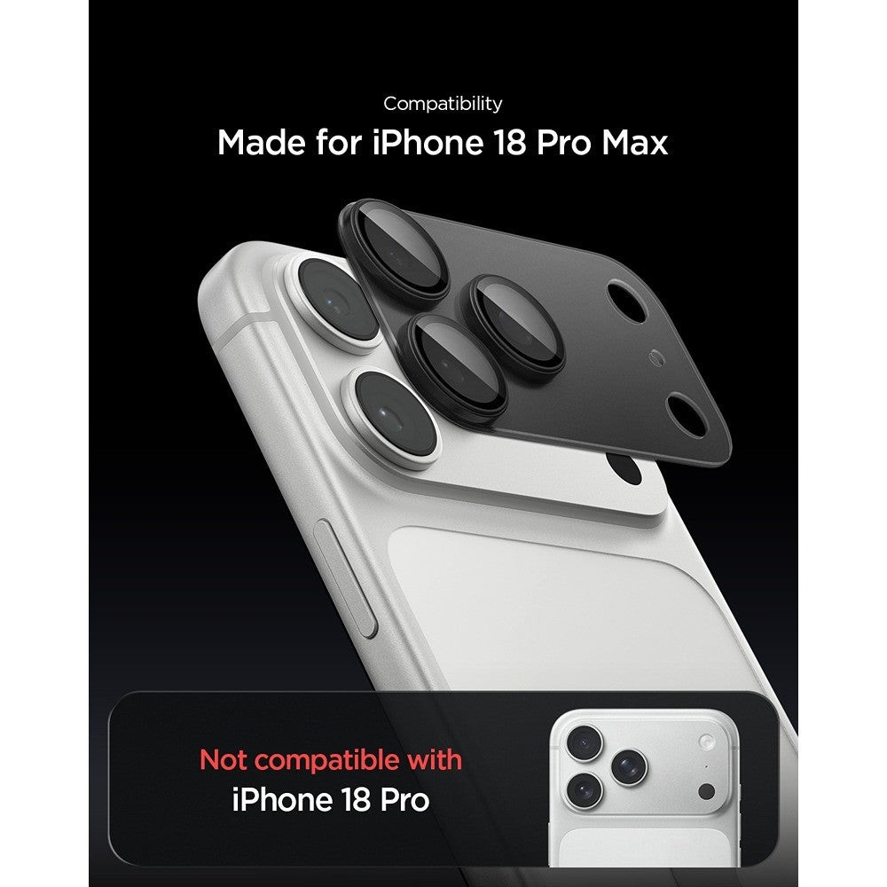 Spigen iPhone 18 Pro Max Linsebeskyttelse Glas.tR EZ Fit Optik Pro XL Mørkegrå