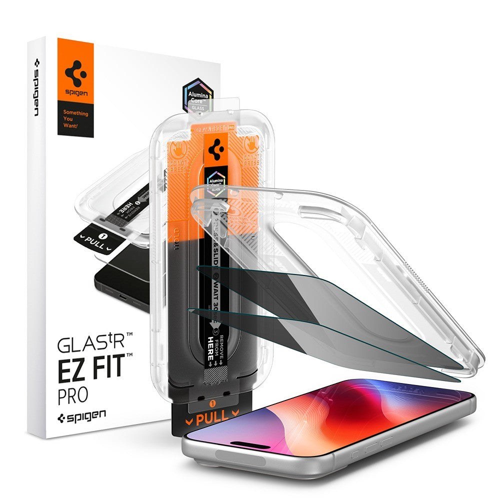 Spigen iPhone 18 Pro Max Skjermbeskytter Glas.tR EZ Fit Pro Privacy 2-pakning