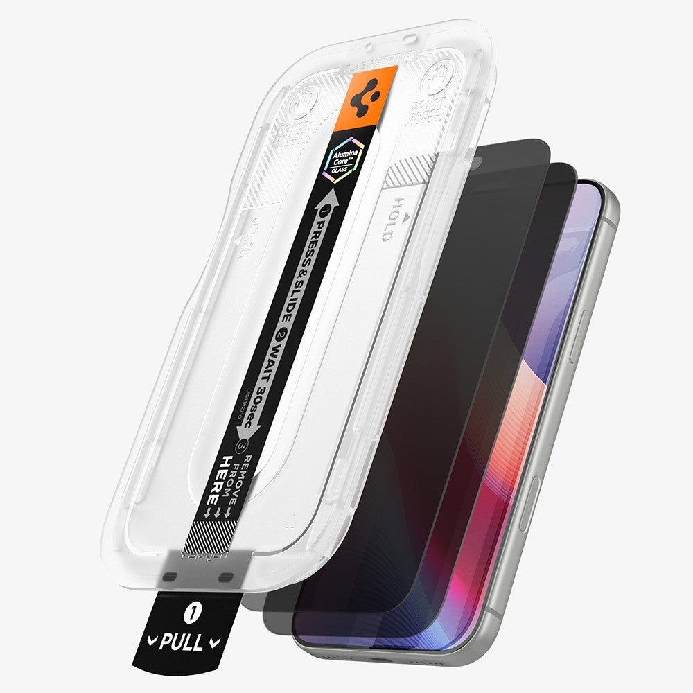 Spigen iPhone 18 Pro Max Skjermbeskytter Glas.tR EZ Fit Pro Privacy 2-pakning