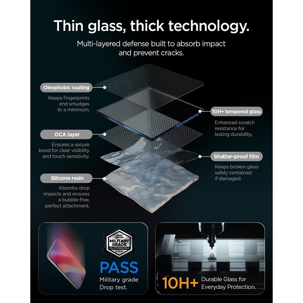 Spigen iPhone 18 Pro Skjermbeskytter Glas.tR EZ Fit Pro Privacy