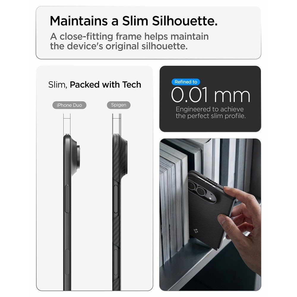 Spigen iPhone Duo Deksel Air Skin Aramid MagFit Svart
