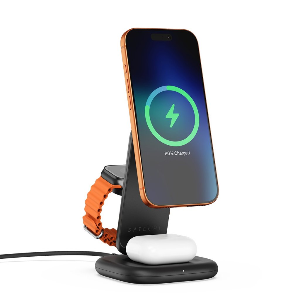 Satechi Trådløs lader 3-in-1 Foldable Qi2 25W Svart