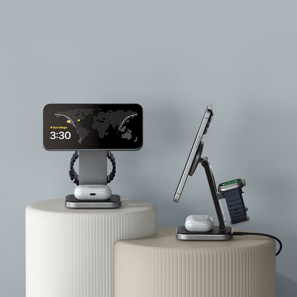 Satechi Trådløs lader 3-in-1 Foldable Qi2 Wireless Charging Stand MagSafe