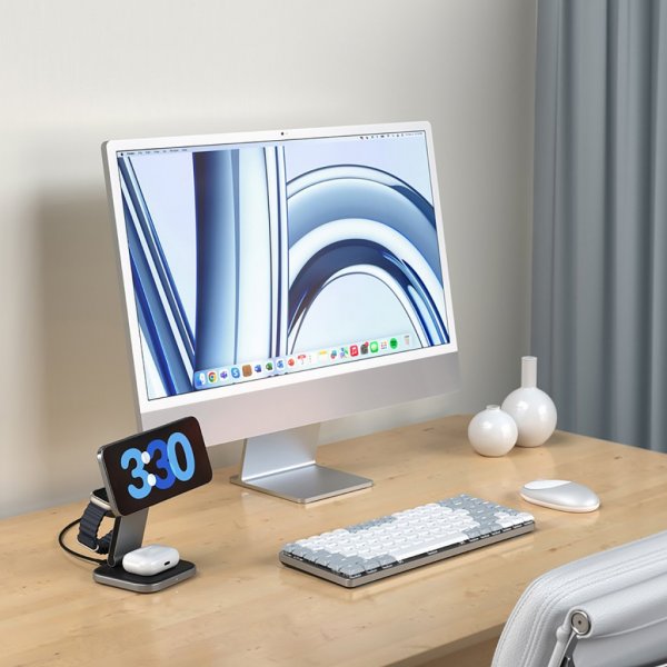 Satechi Trådløs lader 3-in-1 Foldable Qi2 Wireless Charging Stand MagSafe