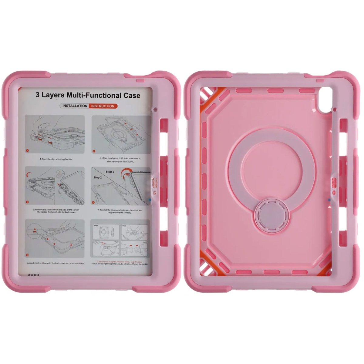 iPad 11 (A16)/iPad 10.9 (gen 10) Deksel med stativ og Håndstropp Rosa