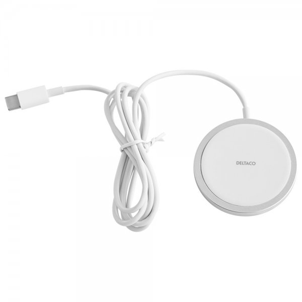 Deltaco Trådløs lader Magnetic Wireless Charger MagSafe Hvit