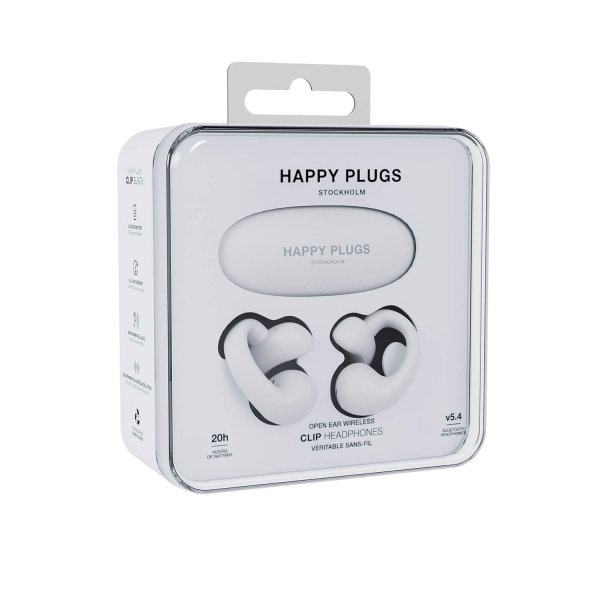 Happy Plugs Hodetelefoner Clip Open Ear Wireless Hvit