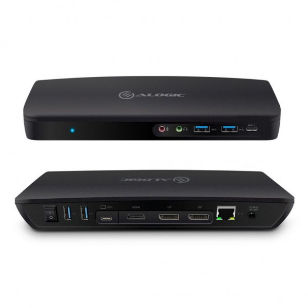 ALOGIC USB-C og USB 3.0 Trippel Display dokkingstasjon 4K & strømforsyning 80W