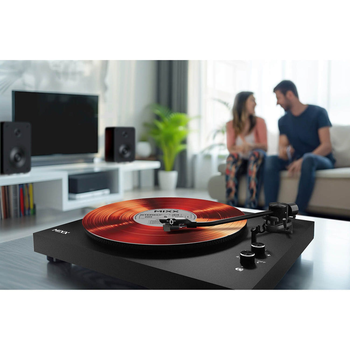 Mixx System 5 Vinylskivspiller Stereo med Høyttaler Svart