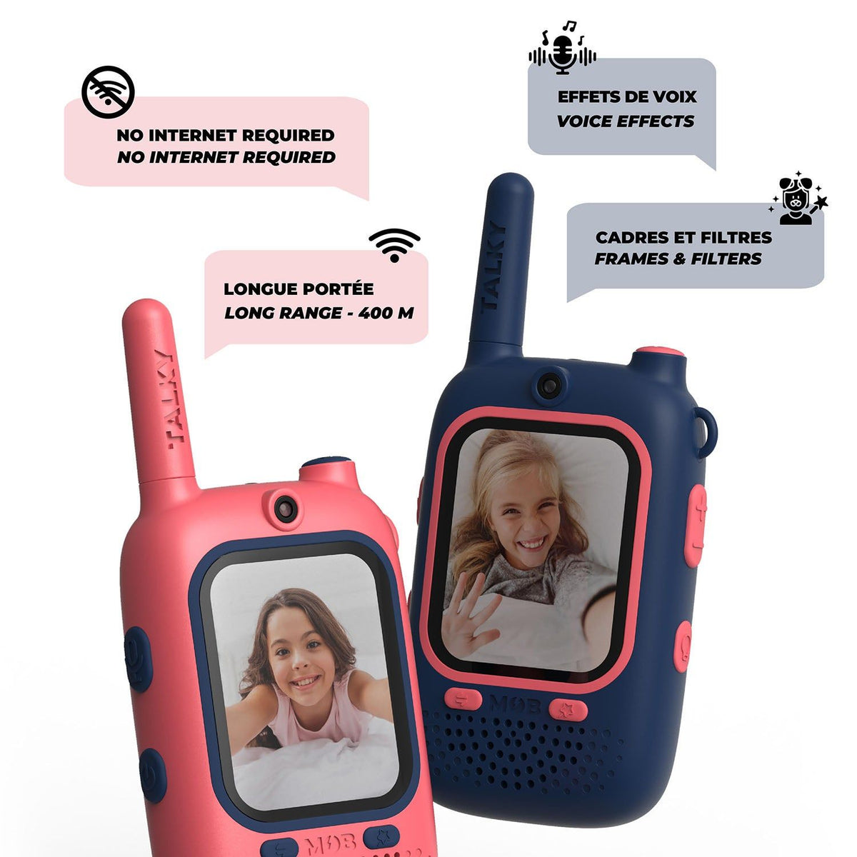 Mobility on Board Walkie Talkie Video Talky Cutie Blå og Rosa