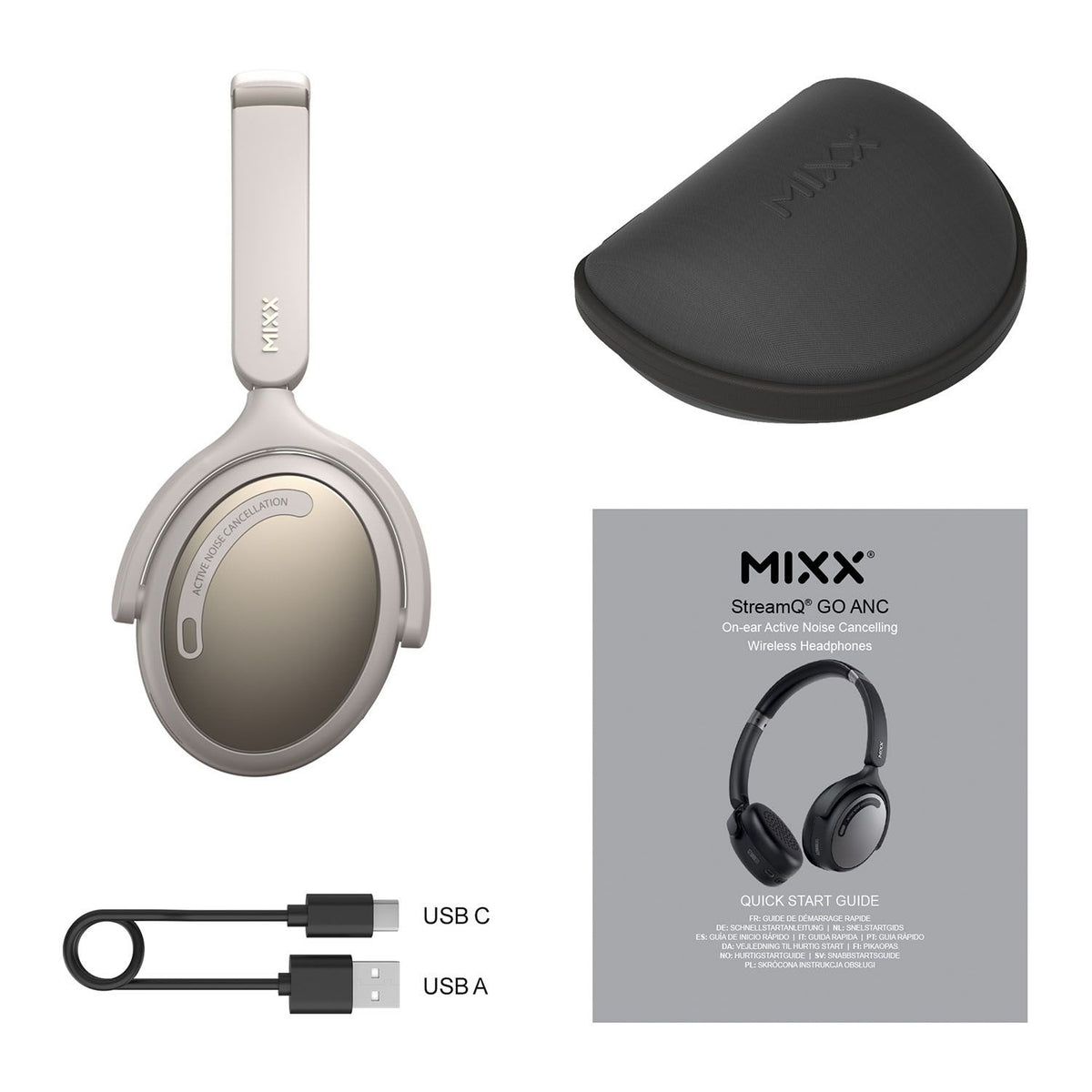 Mixx Trådløse On-Ear Hodetelefoner StreamQ Go ANC Beige