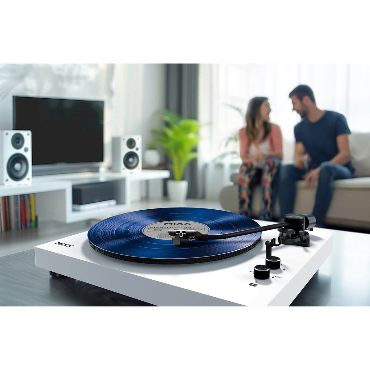 Mixx System 5 Vinylskivspiller Stereo med Høyttaler Hvit