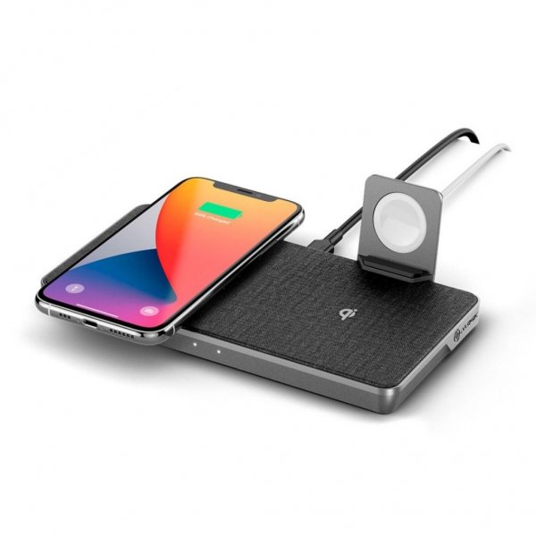 ALOGIC Ultra Power 3-i-1 Trådløs Dobbel Ladeplattform med Apple Watch-holder