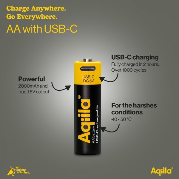 Aqiila Rechargeable AA Battery USB-C 4-pack