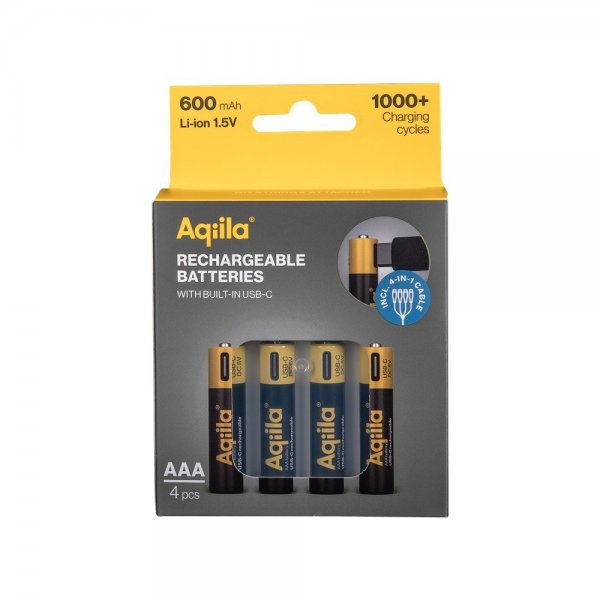 Aqiila Rechargeable AAA Battery USB-C 4-pack