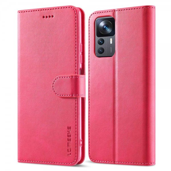 Lc.Imeeke Xiaomi 12T/12T Pro Etui med Kortlomme stativfunksjon Rosa
