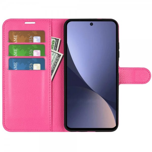 Xiaomi 13 Etui Litchi Magenta