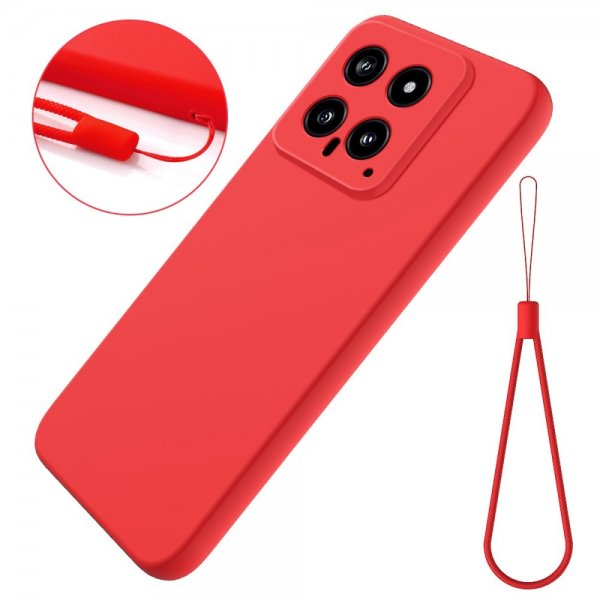 Xiaomi 14 Deksel med Stropp Silikon Rød
