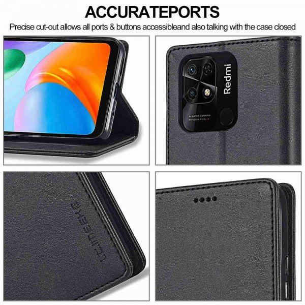 Lc.Imeeke Xiaomi Redmi 10C Etui med Kortlomme stativfunksjon Svart