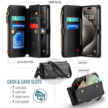 CaseMe iPhone 15 Pro Etui C36 Series Svart
