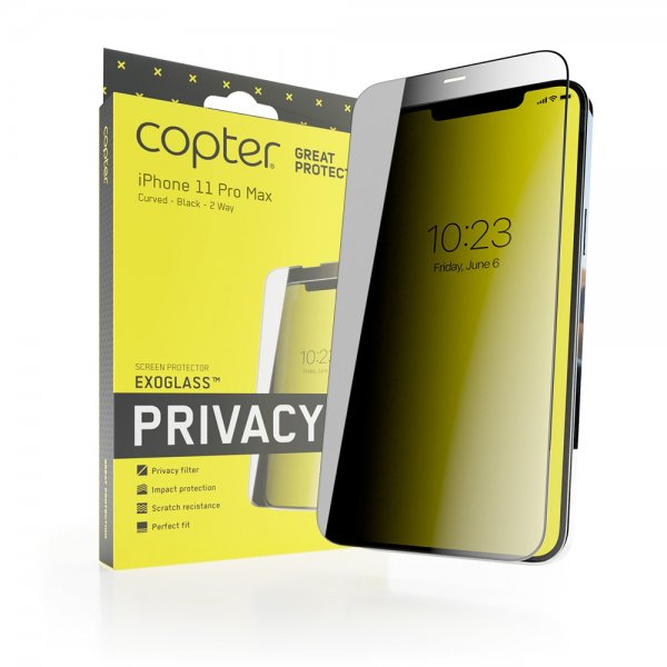 Copter iPhone Xs Max/11 Pro Max Skjermbeskytter ExoGlass Privacy Curved