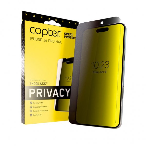 Copter iPhone 16 Pro Max Skjermbeskytter Exoglass Flat Privacy
