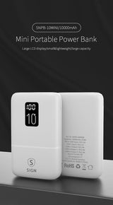 SiGN Mini Powerbank med Display 10 000mAh Hvit