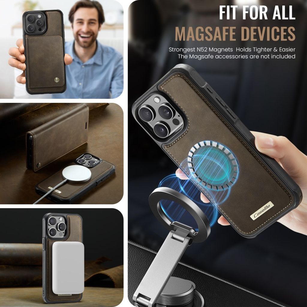 CaseMe iPhone 15 Pro Etui C49 Series Brun
