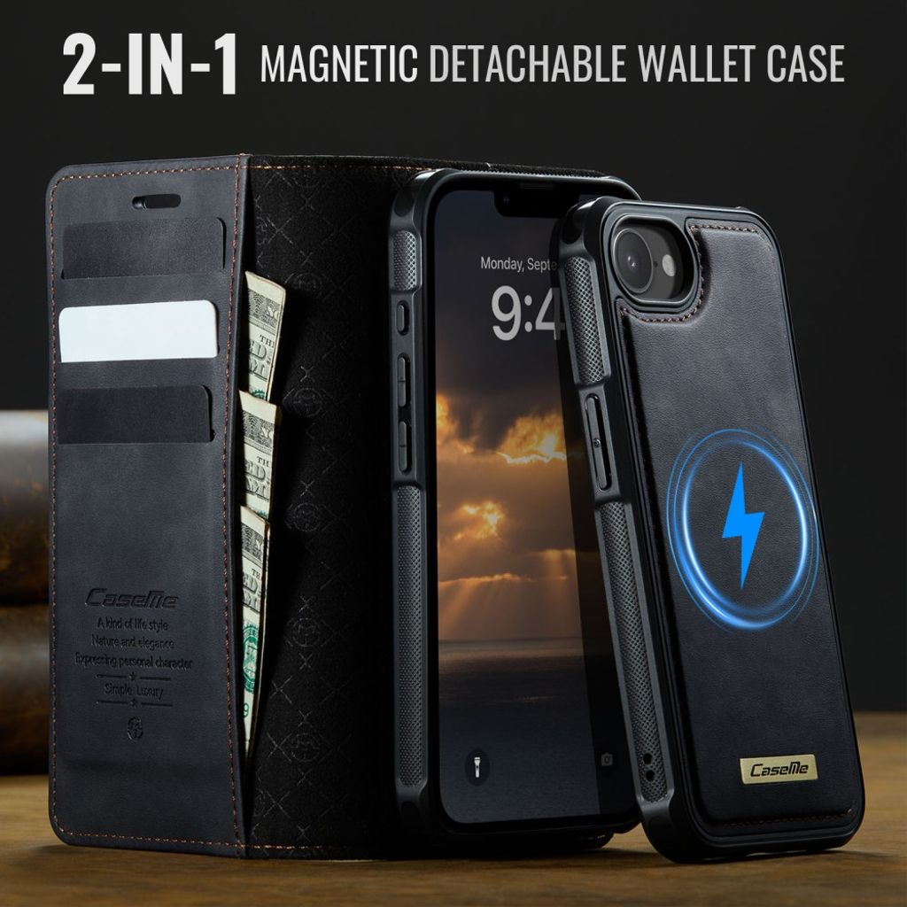 CaseMe iPhone 16e/iPhone 17e Etui C49 Series Svart