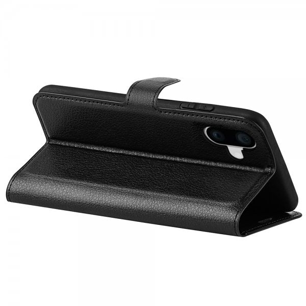 iPhone 16 Plus Etui Litchi Svart