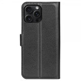 iPhone 16 Pro Etui Litchi Svart