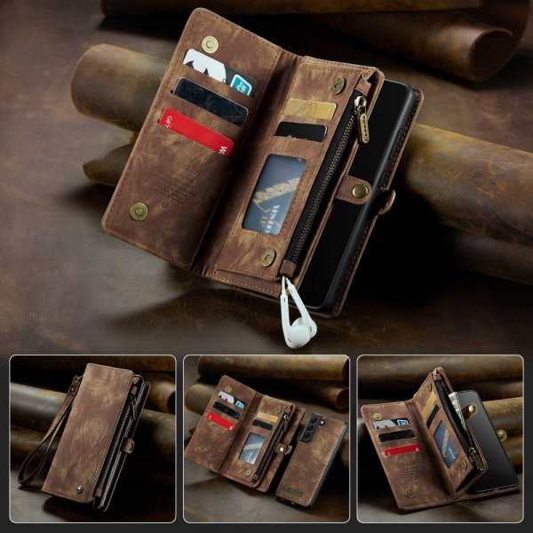 CaseMe Samsung Galaxy S21 FE Etui 008 Series Avtakbart Deksel Brun