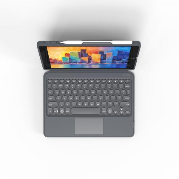 Zagg iPad 10.2 Etui med tastatur Pro Keys with Trackpad Nordic Svart Grå