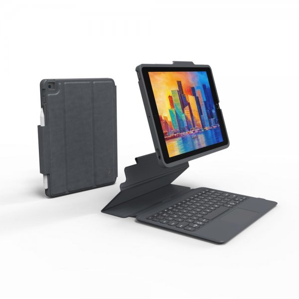 Zagg iPad 10.2 Etui med tastatur Pro Keys with Trackpad Nordic Svart Grå