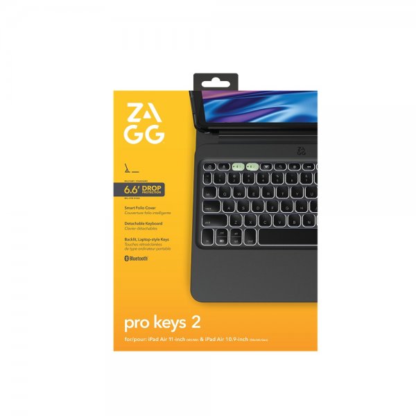Zagg iPad Air 11 (M2/M3) Etui Med tastatur Pro Keys 2 Nordic Layout Svart