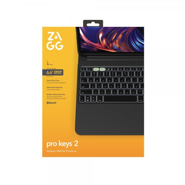 Zagg iPad Pro 13 (M4/M5) Etui Med tastatur Pro Keys 2 Nordic Layout Svart