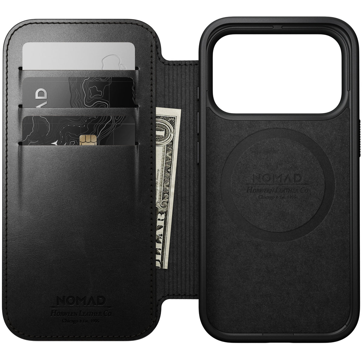 Nomad iPhone 17 Pro/iPhone 18 Pro Etui Modern Leather Folio Horween Svart