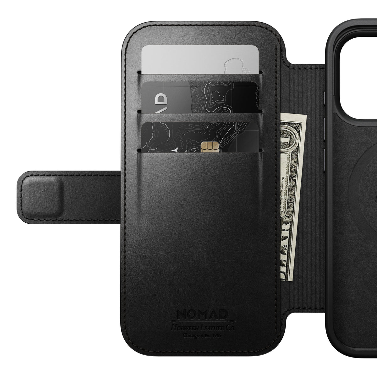 Nomad iPhone 17 Pro/iPhone 18 Pro Etui Modern Leather Folio Horween Svart
